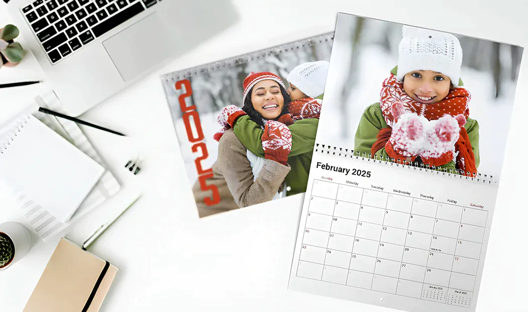 Personalised Wall Calendar|Personalised 2025 wall calendar featuring heartwarming family photos;  perfect for a unique and cherished keepsake.|Personalised A3-A5 wall, desk & kitchen calendars; featuring your photos.  Various sizes available.|Personalised wall calendar featuring a couple's photo, July 2025 dates, & space for personal photos.  Create your bespoke memory keeper!|Personalised 2025 calendar: add your photos & events, choose from 150+ fonts & creative layouts.  Create your perfect year!|Personalised 2025 wall calendar: playful couple photo, January view, space for your events.|||||