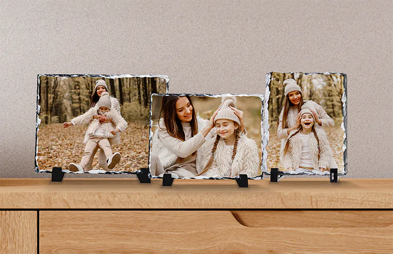 Stone slate with family photo